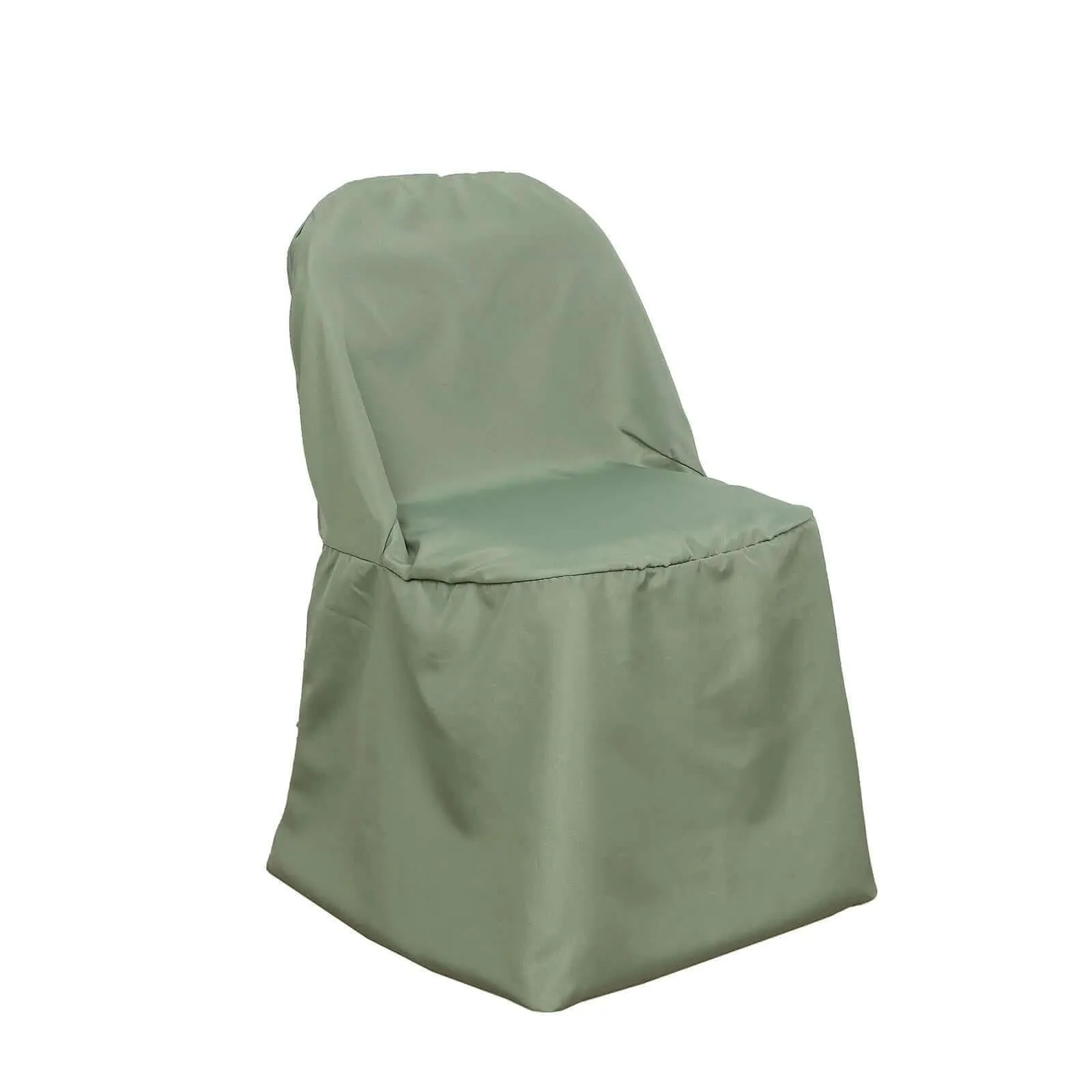 10 Pack Dusty Sage Green Polyester Folding Chair Covers, Reusable Stain Resistant Slip On Chair Covers