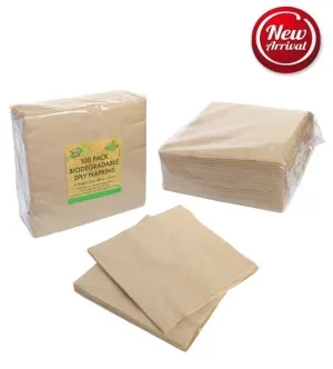 100 Pack Eco Biodegradable Paper Napkin - Large