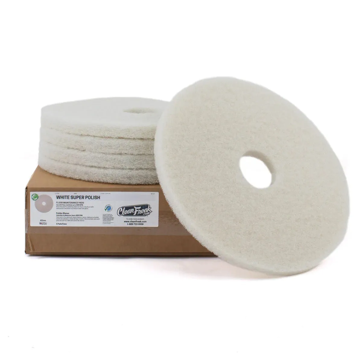 17" White Floor Buffing & Polishing Pads (5 Pack)