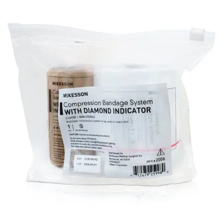 2 Layer Compression Bandage System 4 Inch X 7-1/10 Yard / 4 Inch X 6-9/10 Yard Self-adherent Closure Tan / White NonSterile - McKesson Brand Mfr# 2006