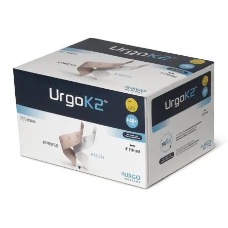 2 Layer Compression Bandage System URGOK2™ 4 X 7-1/8 to 9-3/4 Inch Self-Adherent Closure Tan / White NonSterile Regular 40 mmHg - Urgo Medical North America LLC  Mfr# 553243