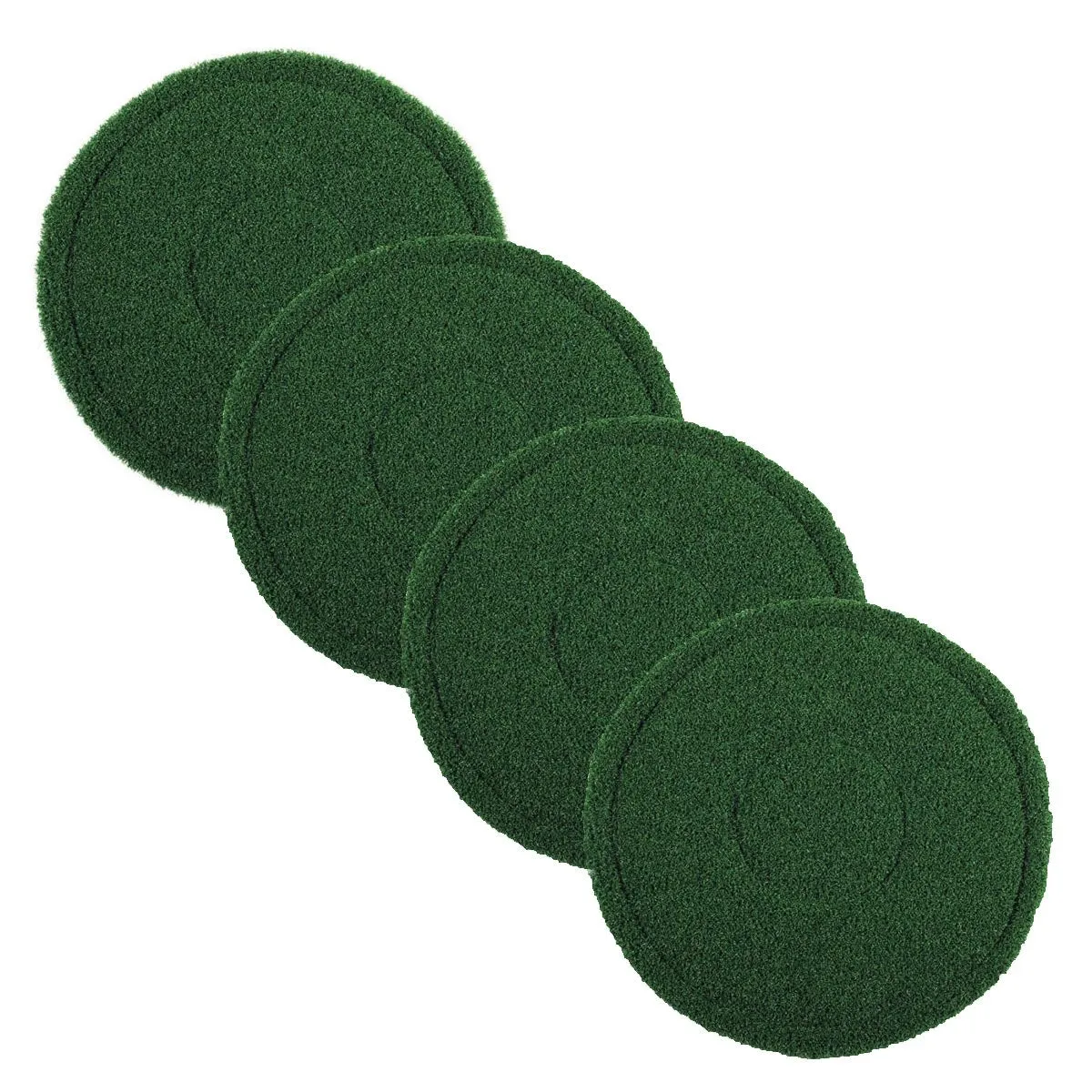 20" Green Turf Pads for Heavy Duty Grout Scrubbing w/ a Floor Buffer (4 Pack)