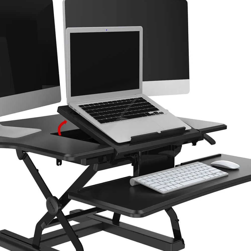 36" Ergonomic Sit-Stand Desk Converter with Adjustable Keyboard Tray