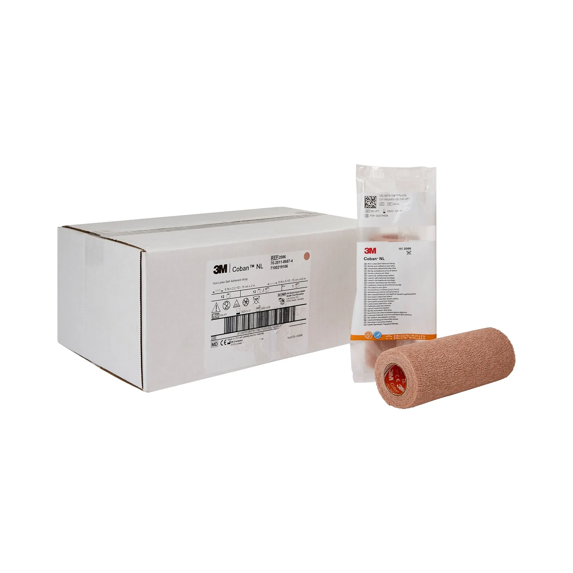 3M™ Coban™ LF Self-adherent Closure Cohesive Bandage, 6 Inch x 5 Yard, 1 Case of 12