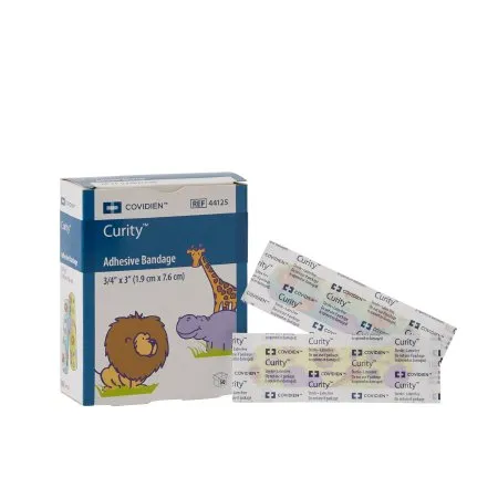 Adhesive Strip Curity™ 3/4 X 3 Inch Plastic Rectangle Kid Design (Zoo Animals) Sterile - Cardinal  Mfr# 44125