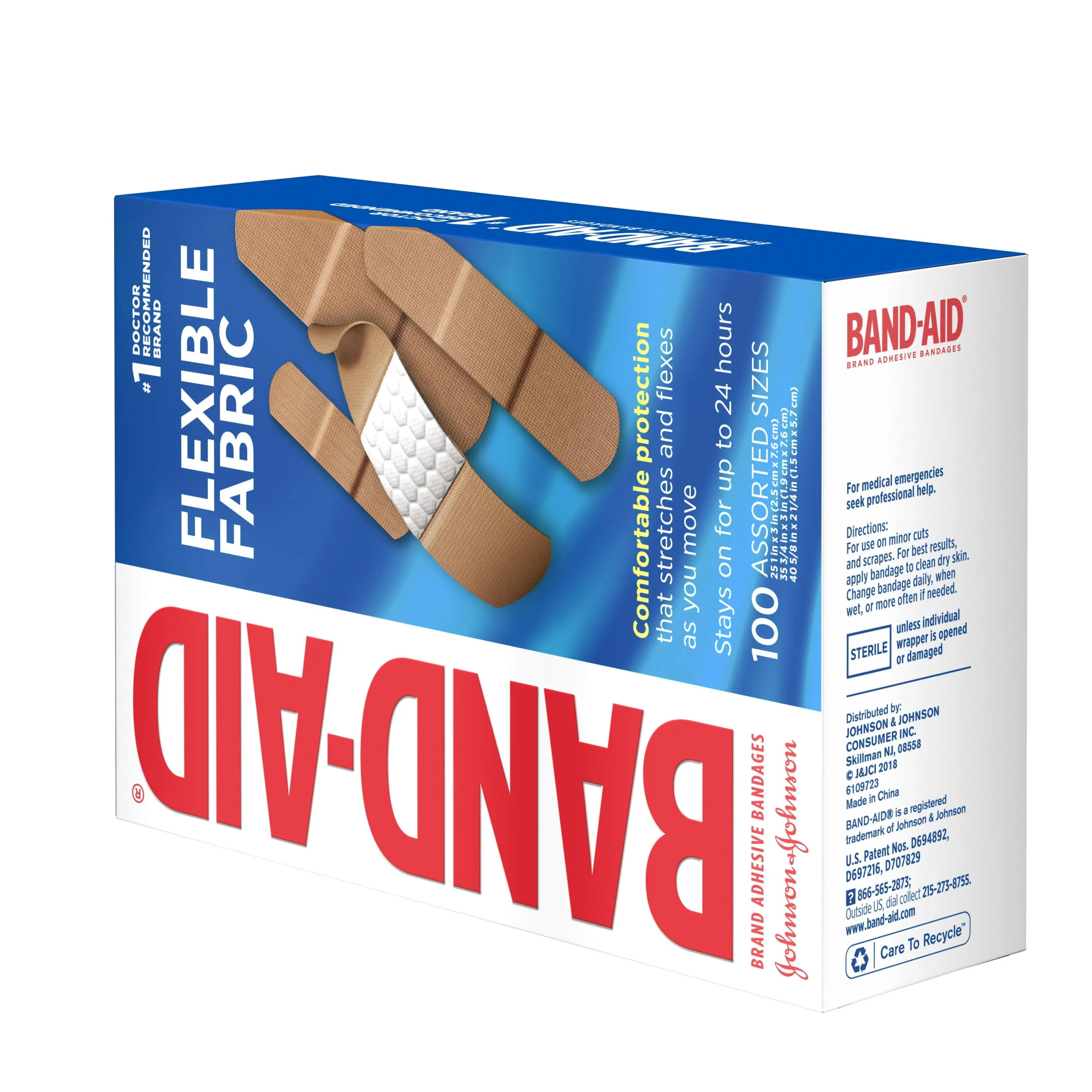 Band-Aid Brand Flexible Fabric Adhesive Bandages, Assorted, 100 ct