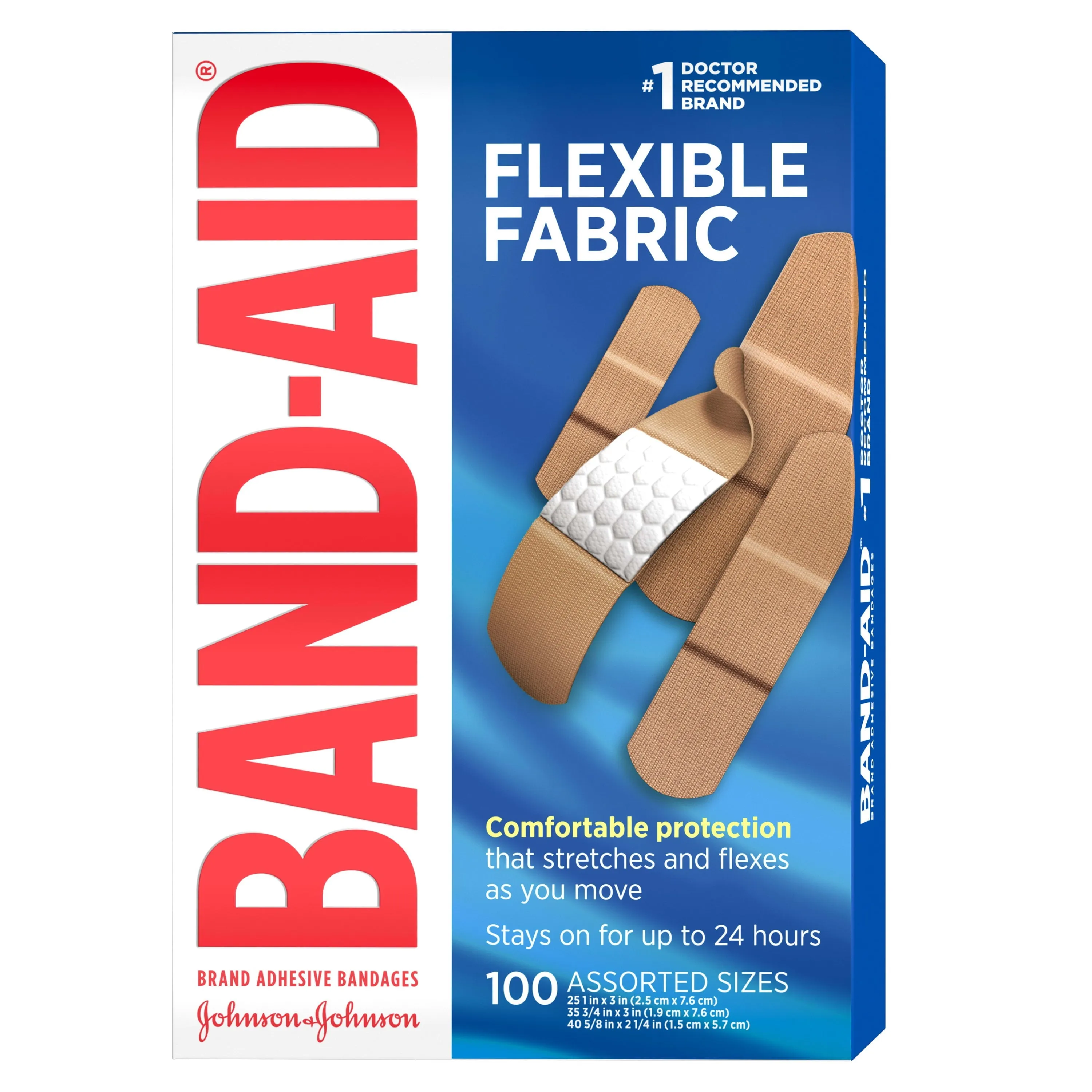 Band-Aid Brand Flexible Fabric Adhesive Bandages, Assorted, 100 ct