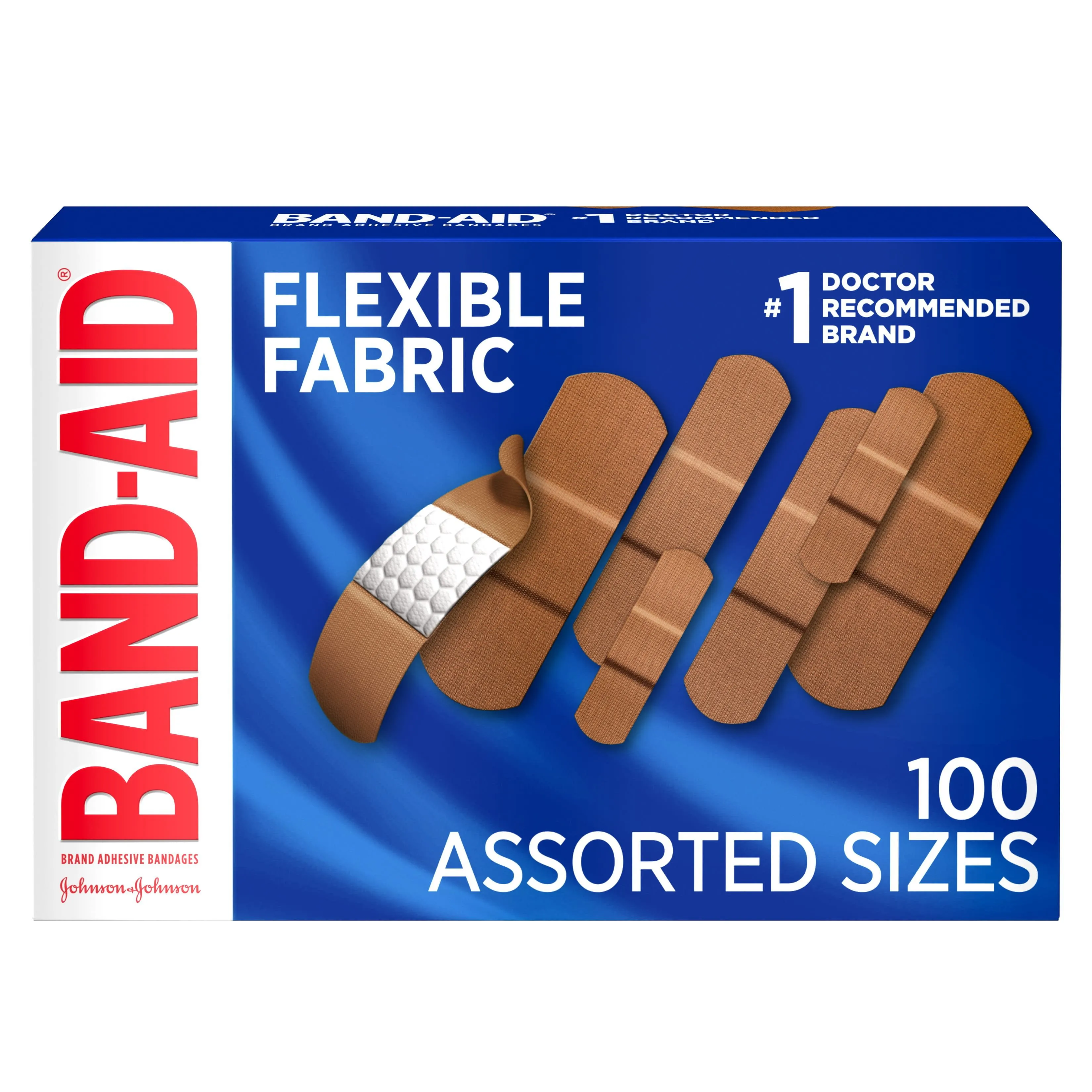 Band-Aid Brand Flexible Fabric Adhesive Bandages, Assorted, 100 ct