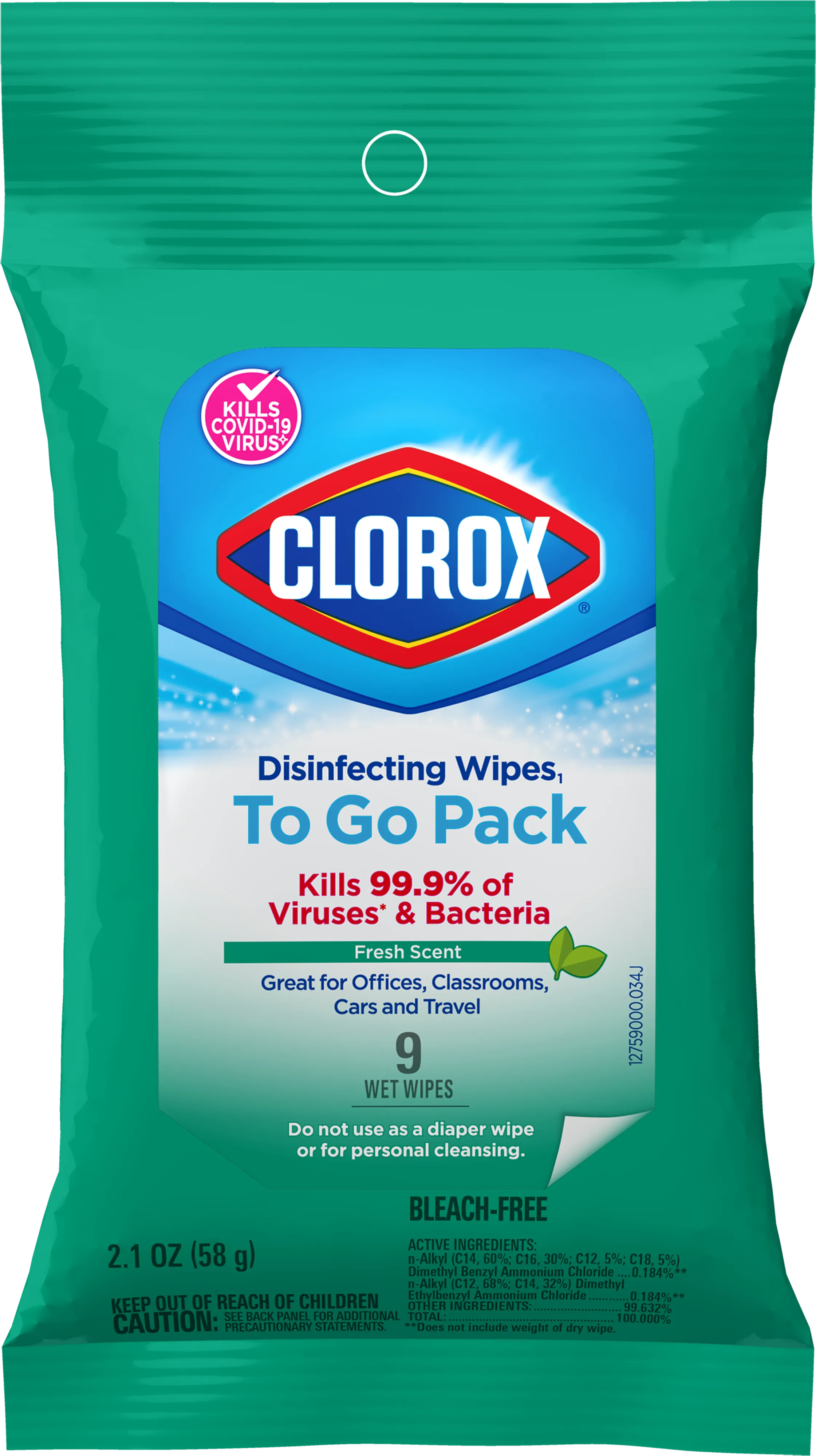 Clorox - Disinfecting Wipes, To-Go Pack (Fresh Scent) , 2.1oz