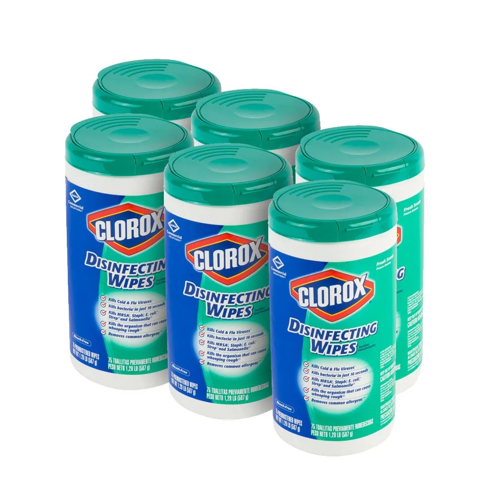 Clorox® Fresh Scent Disinfecting Wipes (7" x 8" | 75 Wipe Canisters) - Case of 6