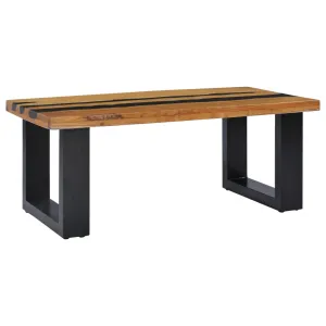 Coffee Table 39.3"x19.6"x15.7" Solid Teak Wood and Lava Stone