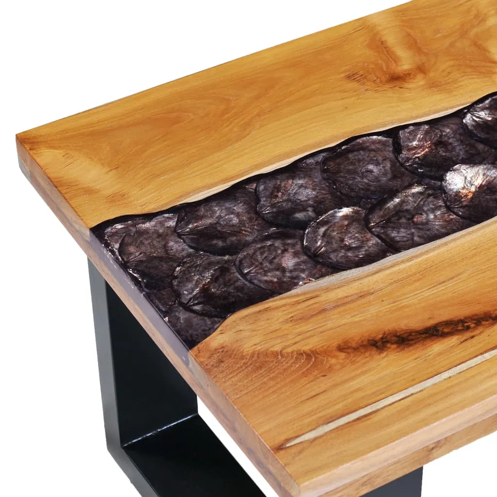 Coffee Table 39.3"x19.6"x15.7" Solid Teak Wood and Polyresin