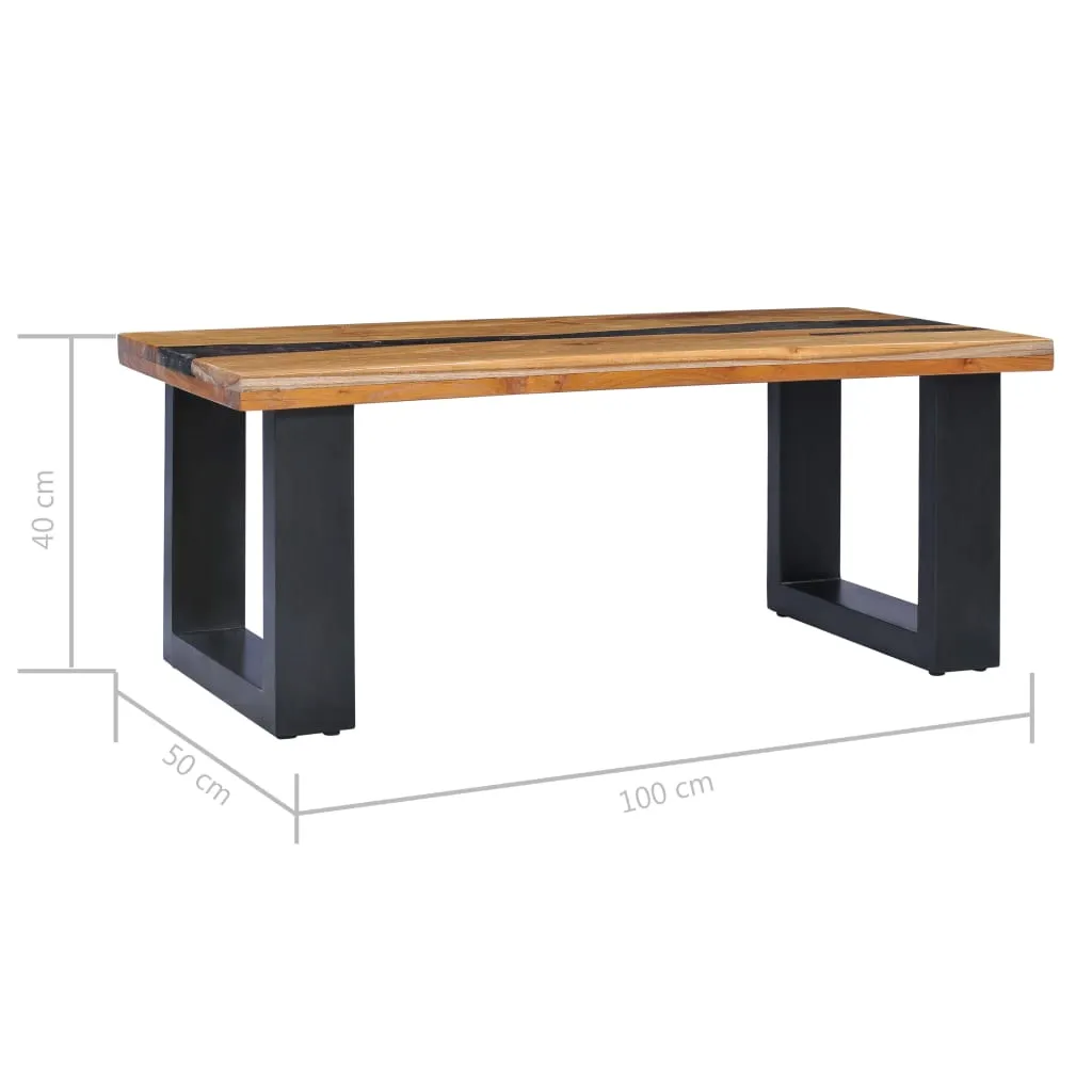 Coffee Table 39.3"x19.6"x15.7" Solid Teak Wood and Polyresin