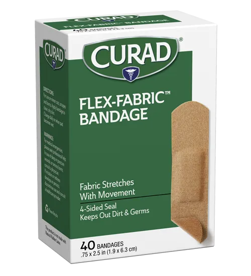 Curad Flex-Fabric Strip Bandages, .75″ x 2.5″, 40 count