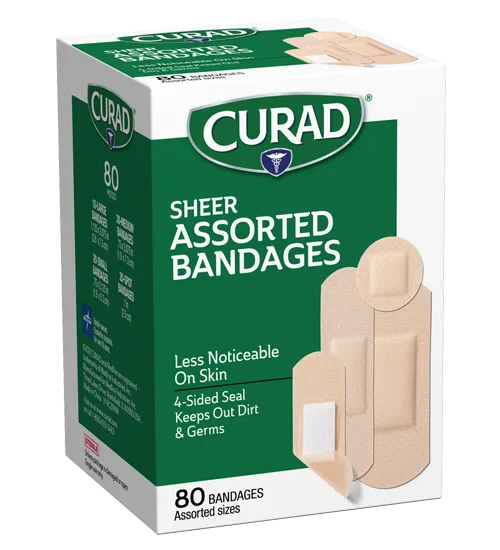 Curad Sheer Bandages, Assorted Sizes, 80 count