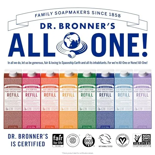 Dr. Bronner’s: Baby Pure-Castile Liquid Soap & Refill Carton – 32 oz, Made with Regenerative Organic Oils