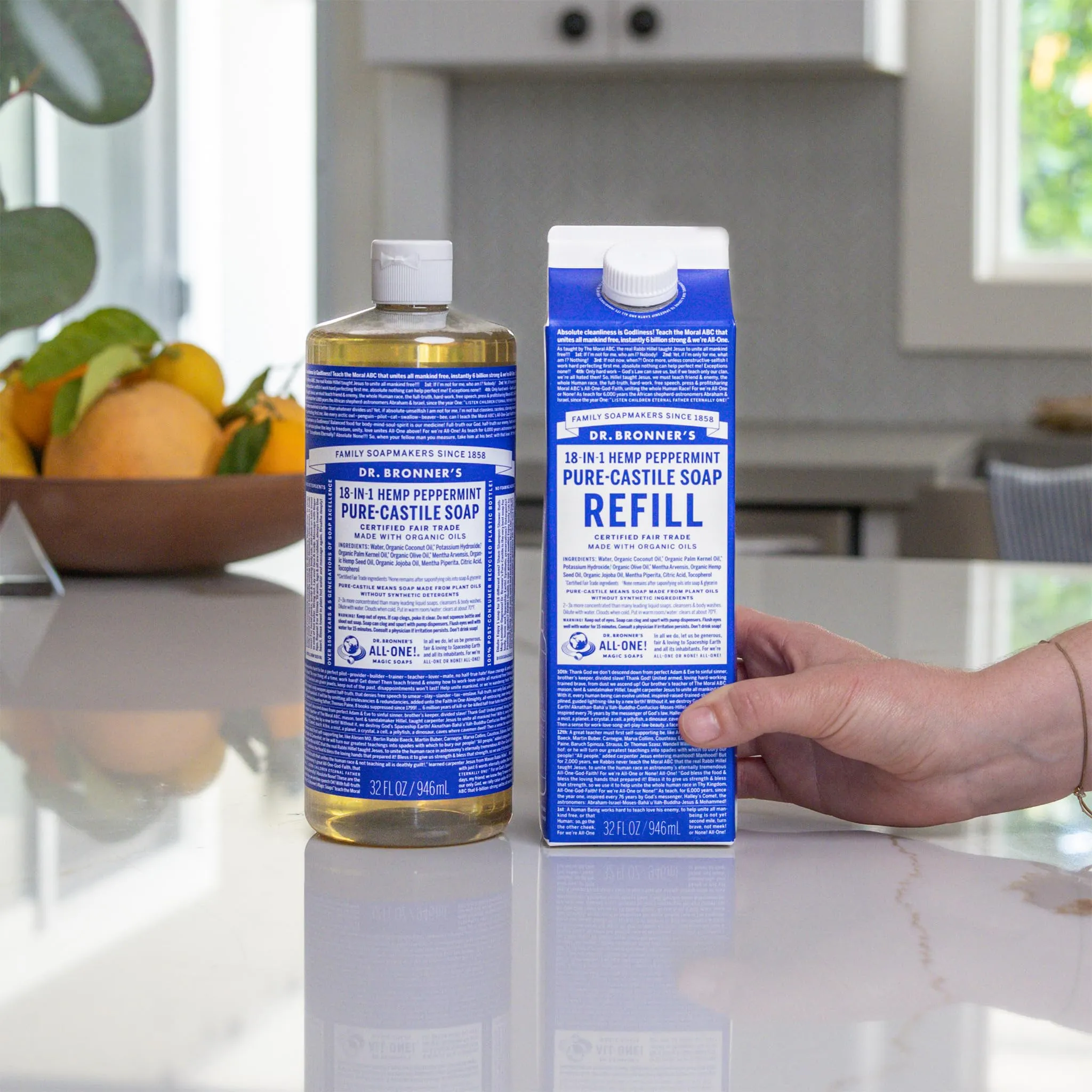 Dr. Bronner’s: Baby Pure-Castile Liquid Soap & Refill Carton – 32 oz, Made with Regenerative Organic Oils