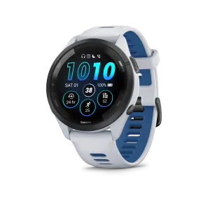 Forerunner® 265 (Black Bezel with Whitestone Case and Whitestone/Tidal Blue Silicone Band)