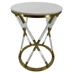 Gold Metal Marble Surface Modern Coffee Table White