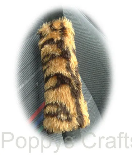 Gold Tiger Stripe fuzzy seatbelt pads 1 pair