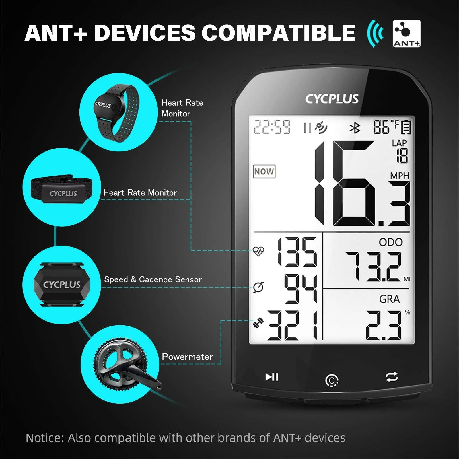 GPS Bike Computer Wireless CYCPLUS M1 Waterproof Speedometer Odometer ANT  Bluetooth5.0 Cycling Bicycle Accessories