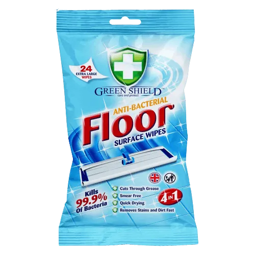 Green Shield Anti-Bacterial Large Floor Wipes, Pack of 24