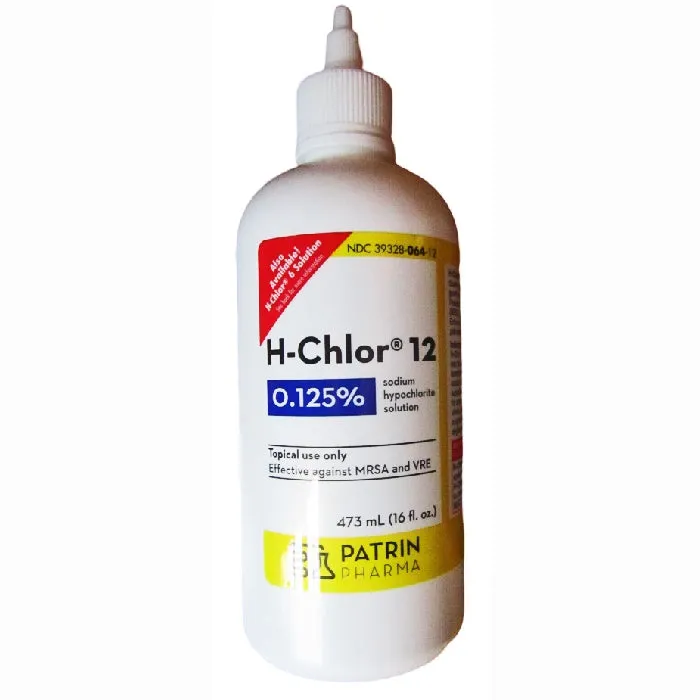 H-Chlor 12 Sodium Hypochlorite 0.125% Antiseptic Wound Cleanser Solution 473 mL