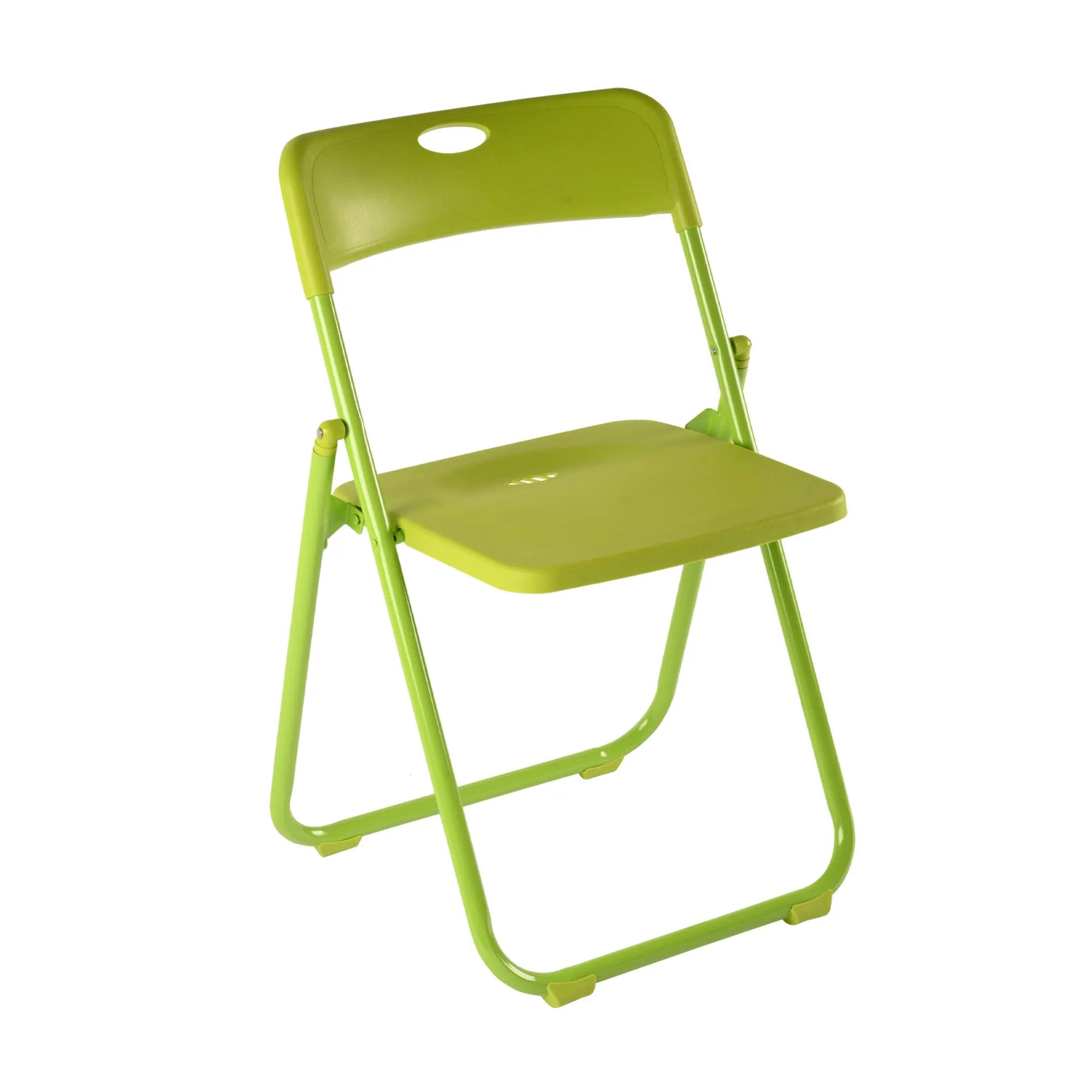 Homestic Folding Chair for Home | Iron Frame & PP Plastic Seat | Lightweight, Portable, Balcony, Garden, Camping Chair | Anti Slip Legs | Indoor Outdoor Chair | Green | 44 * 42 * 75cm