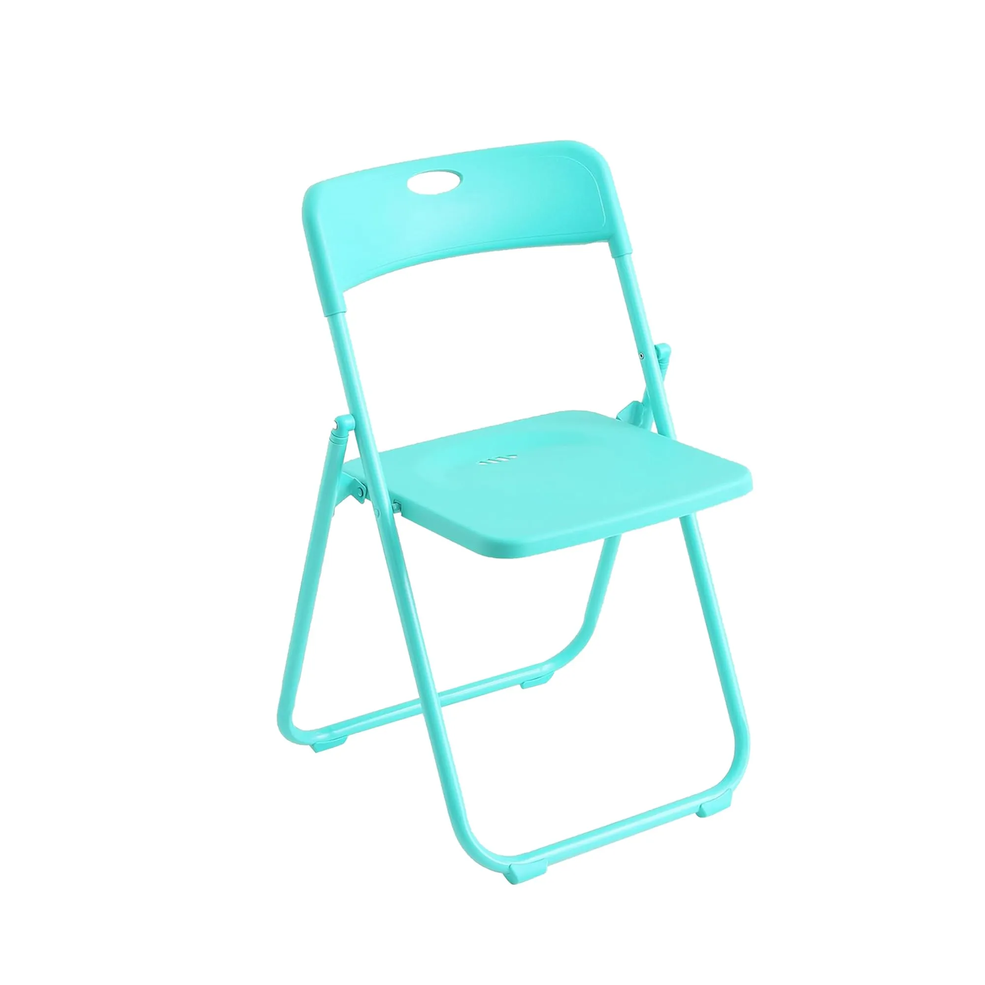 Homestic Folding Chair for Home | Iron Frame & PP Plastic Seat | Lightweight, Portable, Balcony, Garden, Camping Chair | Anti Slip Legs | Indoor Outdoor Chair | Lake Blue | 44 * 42 * 75cm