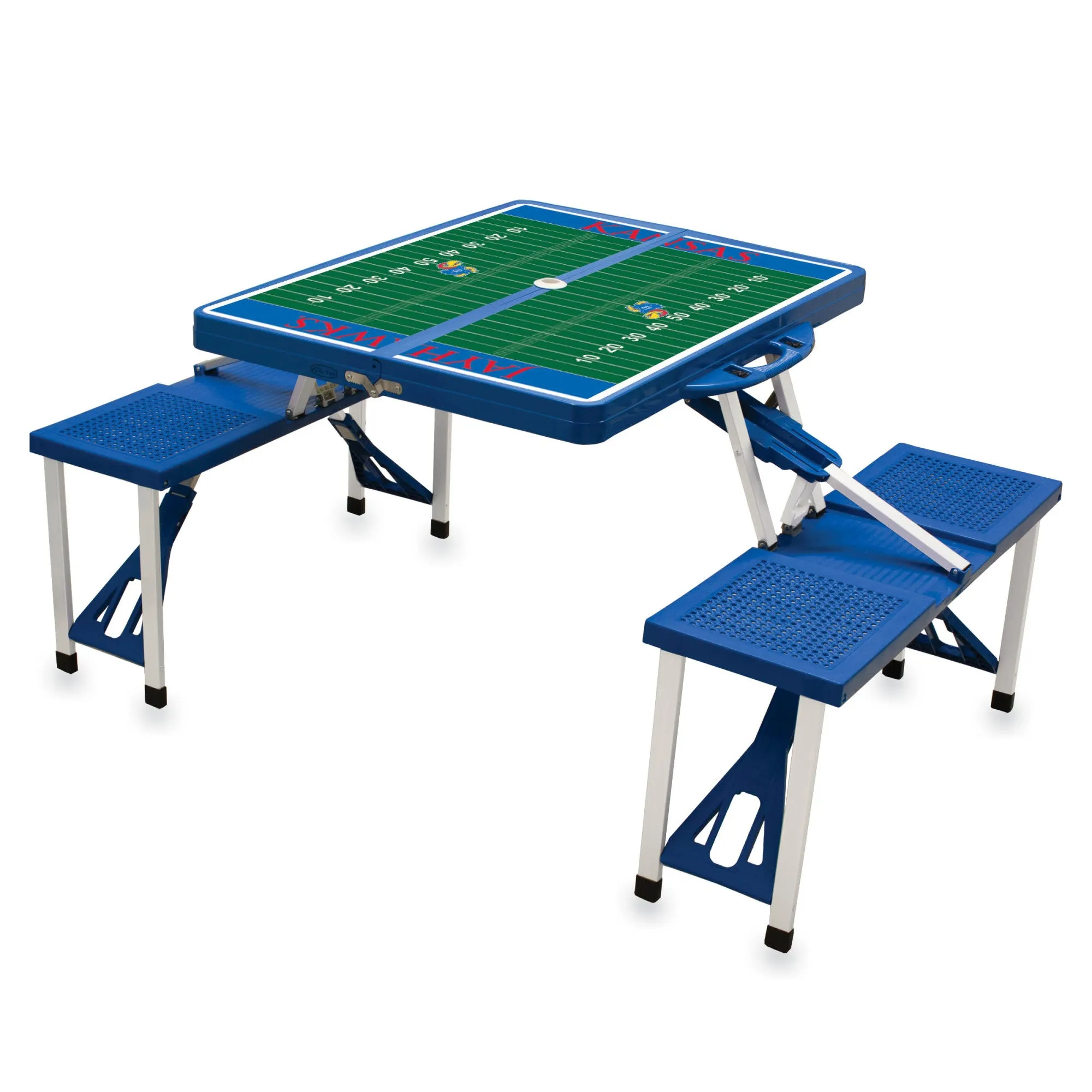 Kansas Jayhawks - Picnic Table Portable Folding Table with Seats