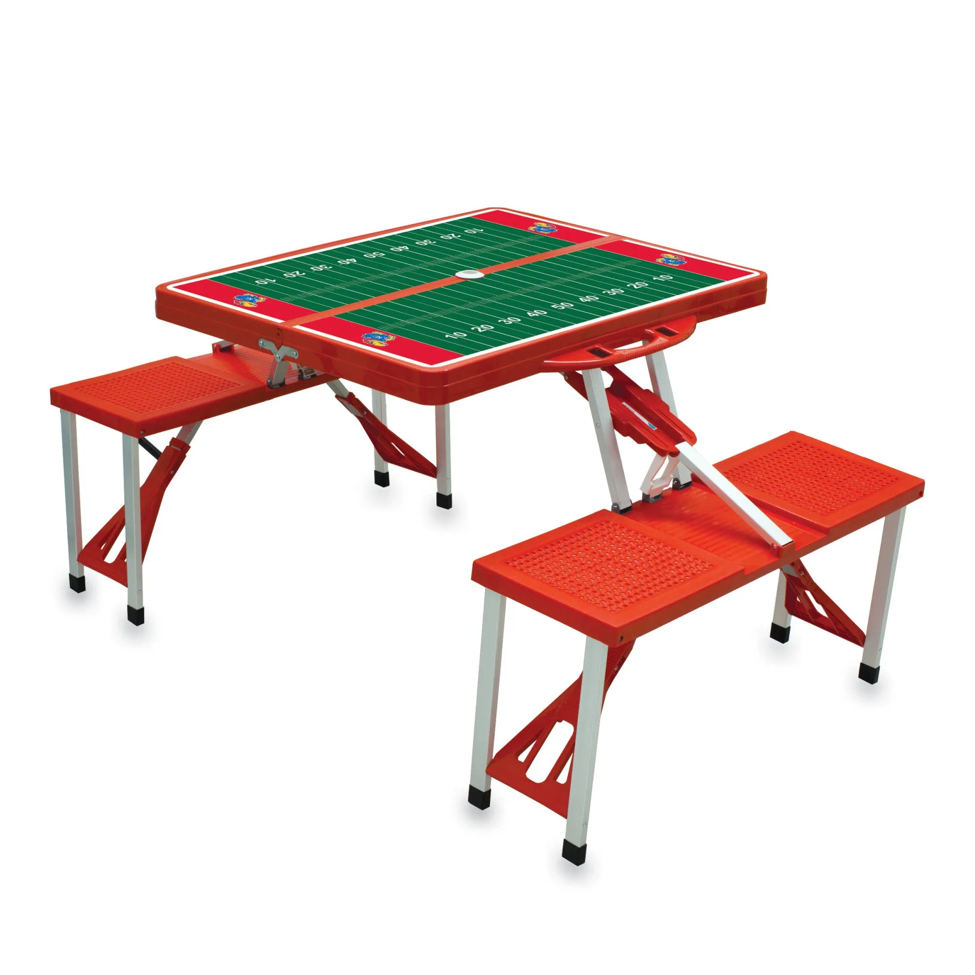 Kansas Jayhawks - Picnic Table Portable Folding Table with Seats