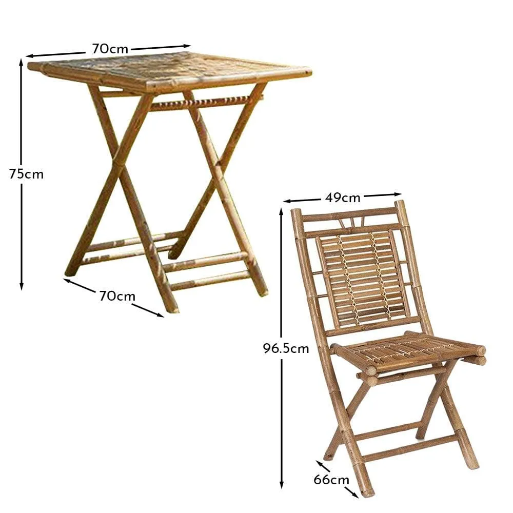 Lila 2 Seater Bamboo Garden Folding Dining Set