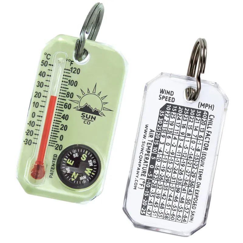 Lumagage Zipper Pull Compass/Thermometer