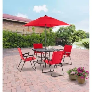 Mainstays Searcy Lane 6-piece Padded Folding Patio Dining Set - Red