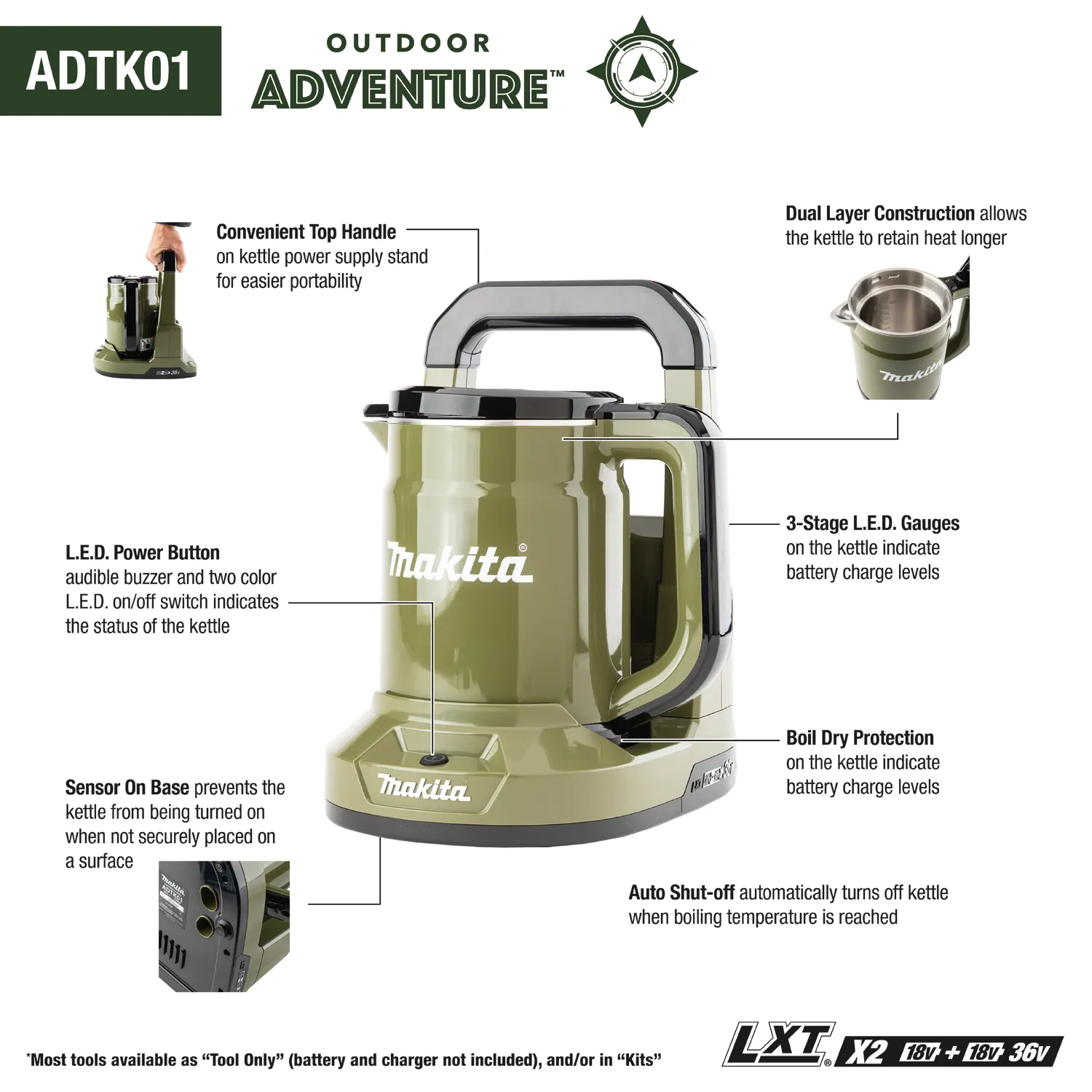 Makita Outdoor Adventure 36V Hot Water Kettle