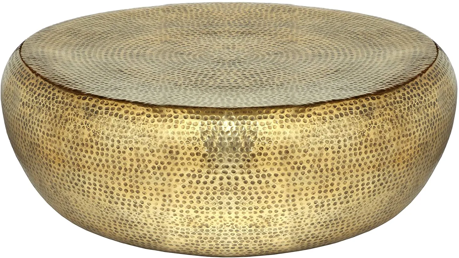 Modern Round Hammered Metal Antique Gold Coffee Table