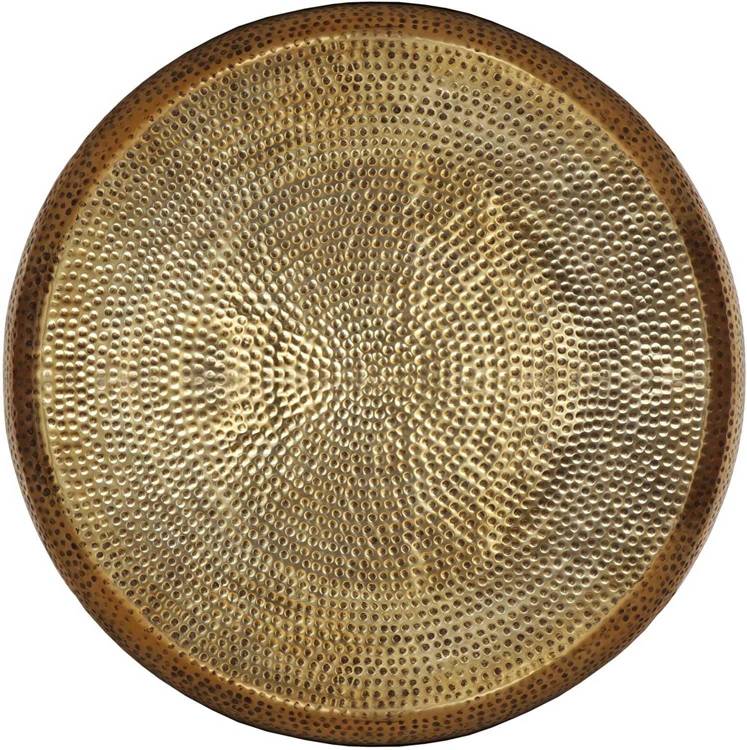 Modern Round Hammered Metal Antique Gold Coffee Table