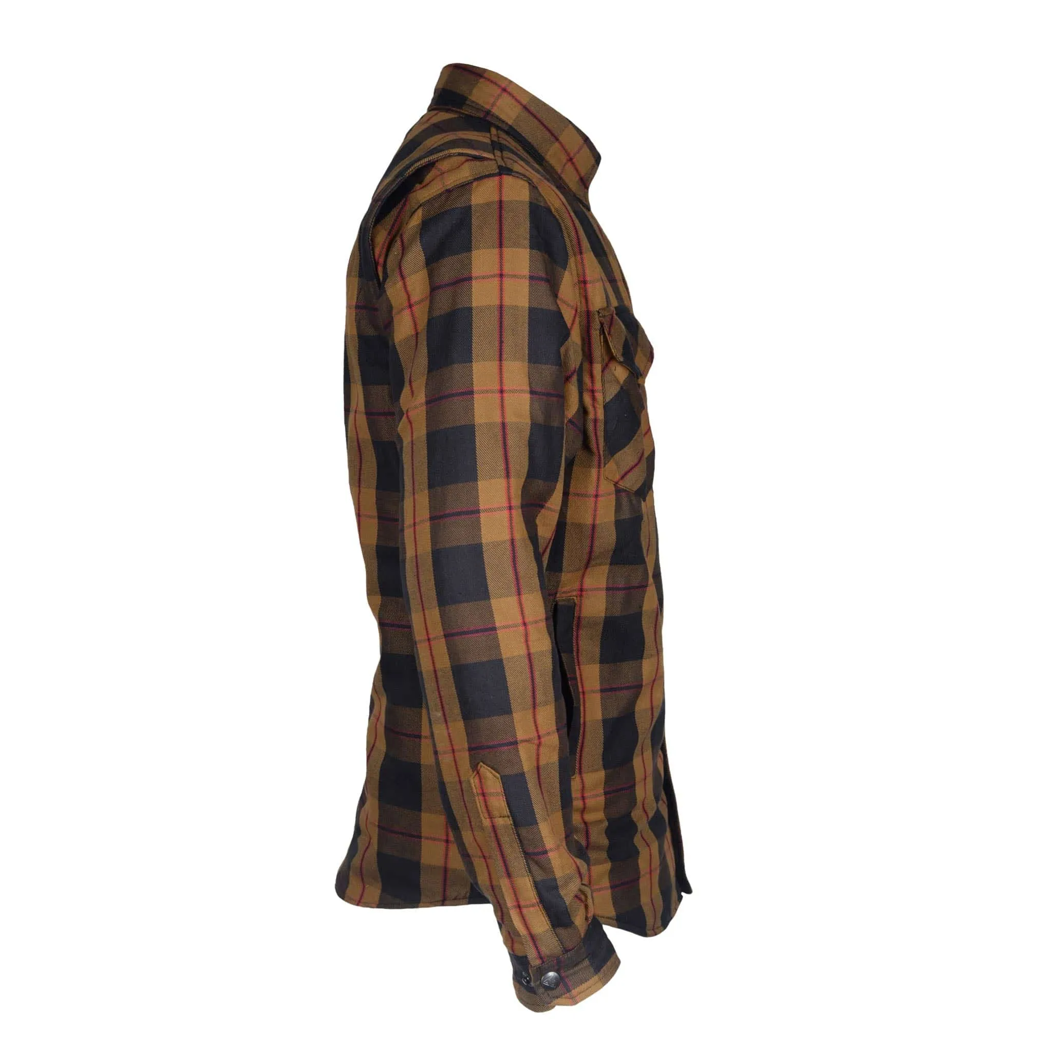 Protective Flannel Shirt - Brown, Black, Red with Pads