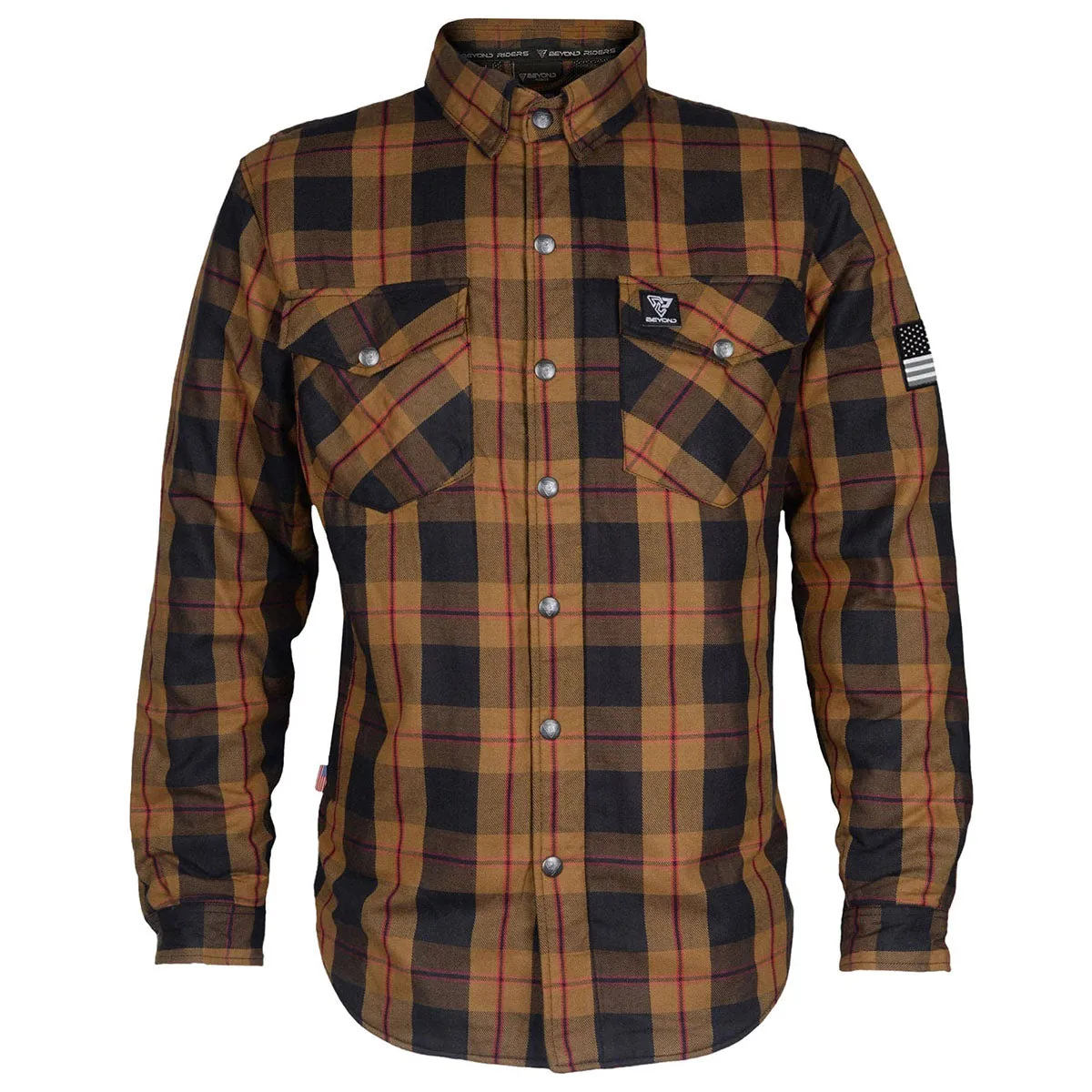 Protective Flannel Shirt - Brown, Black, Red with Pads