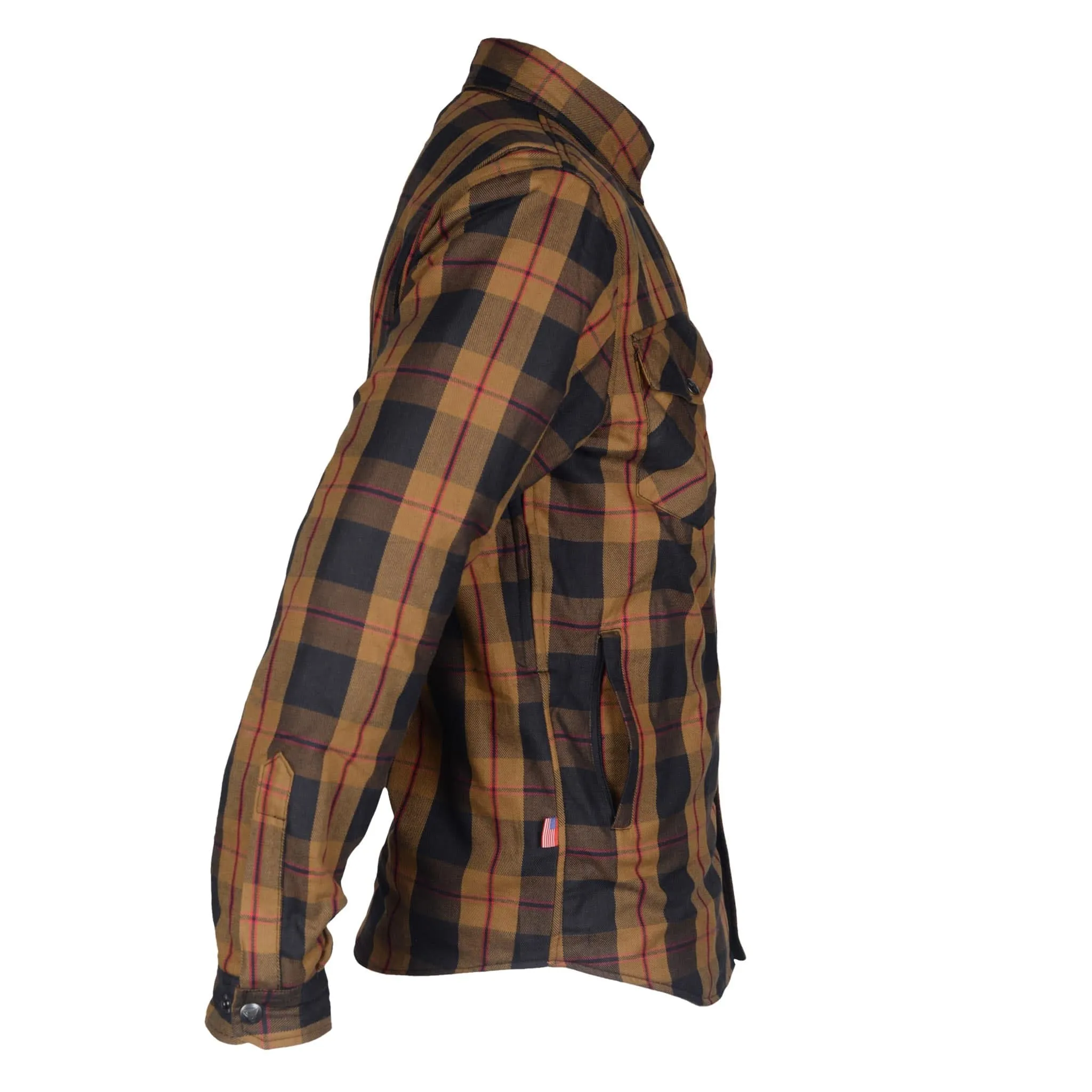 Protective Flannel Shirt - Brown, Black, Red with Pads