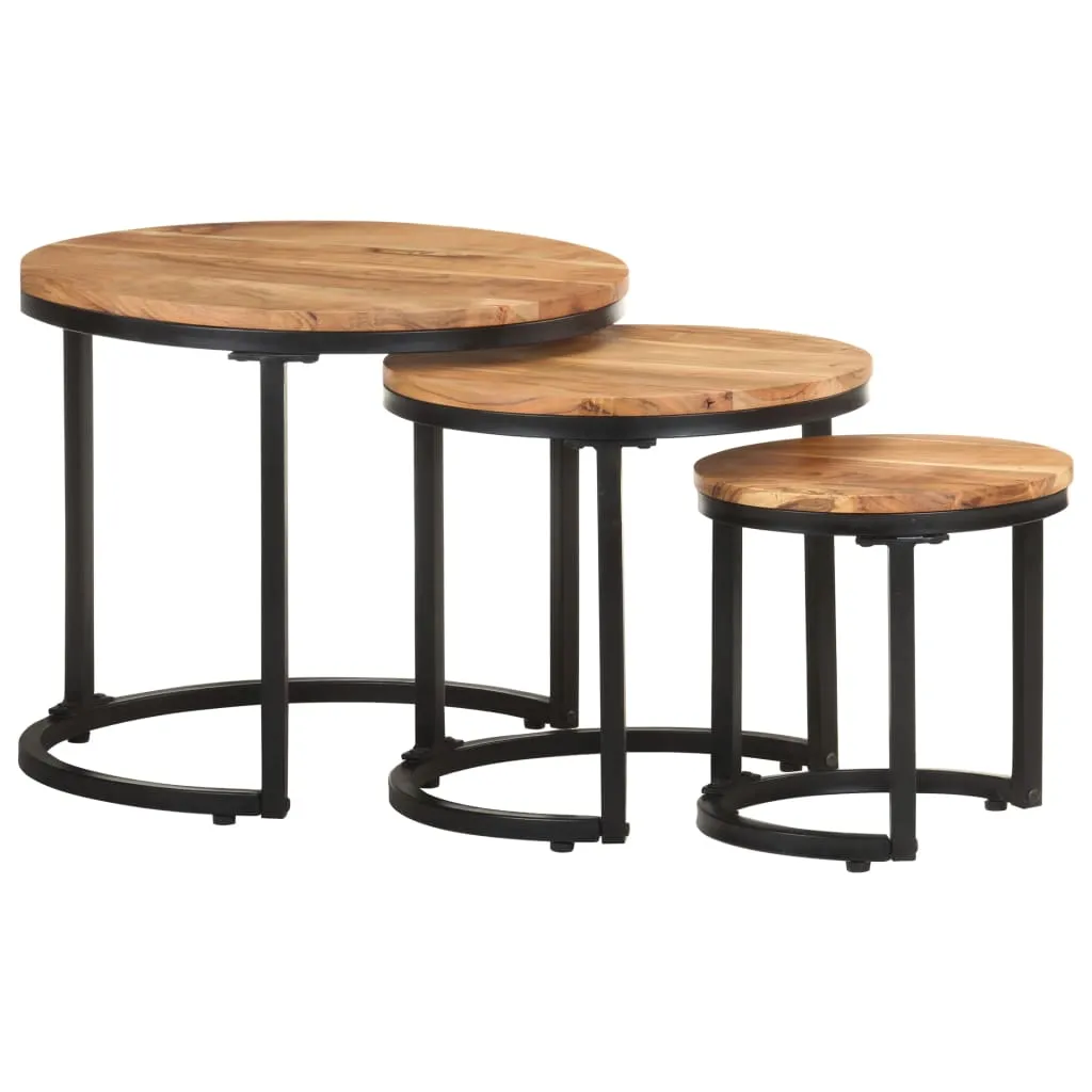 Side Tables 3 pcs Solid Acacia Wood