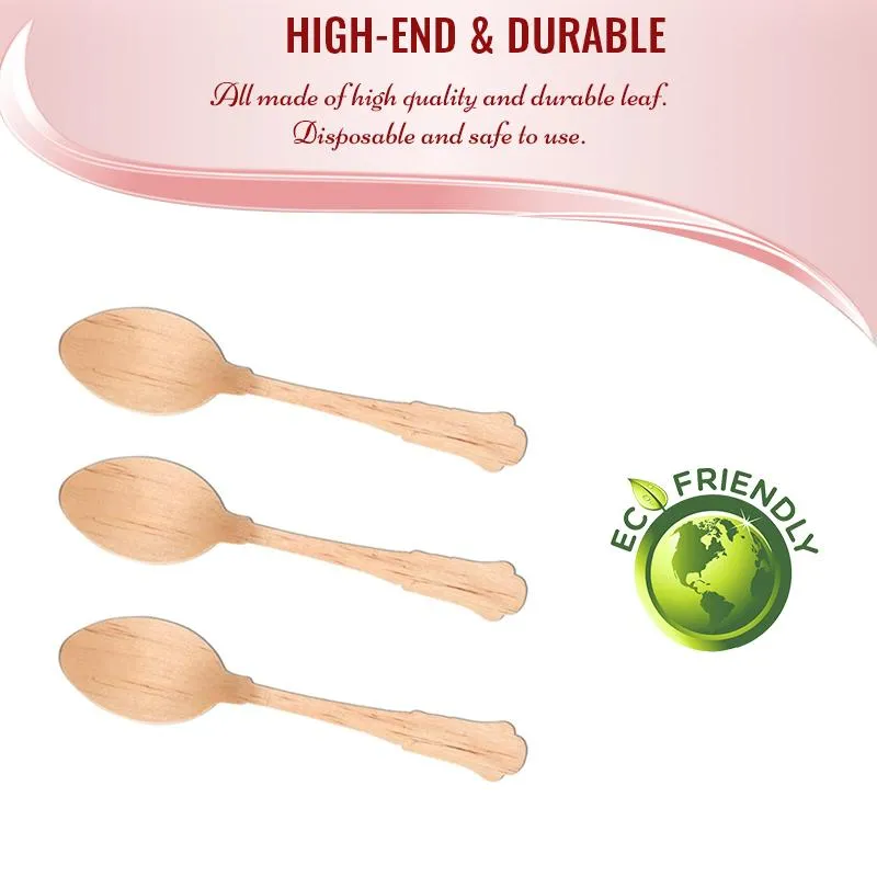 Silhouette Birch Wood Eco Friendly Disposable Dinner Spoons