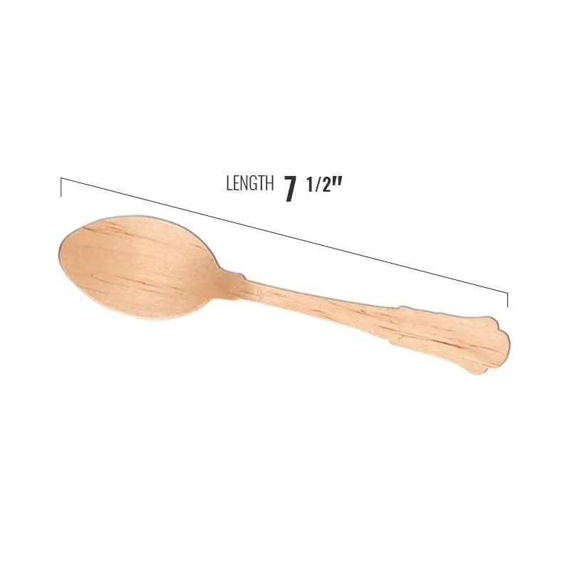 Silhouette Birch Wood Eco Friendly Disposable Dinner Spoons