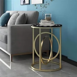 Sky High Trader Nesting Metal Round Golden End Table/Sofa Side Accent Table/Coffee Table/Bedside Table/Nightstand for Living Room, Bedroom (Black)