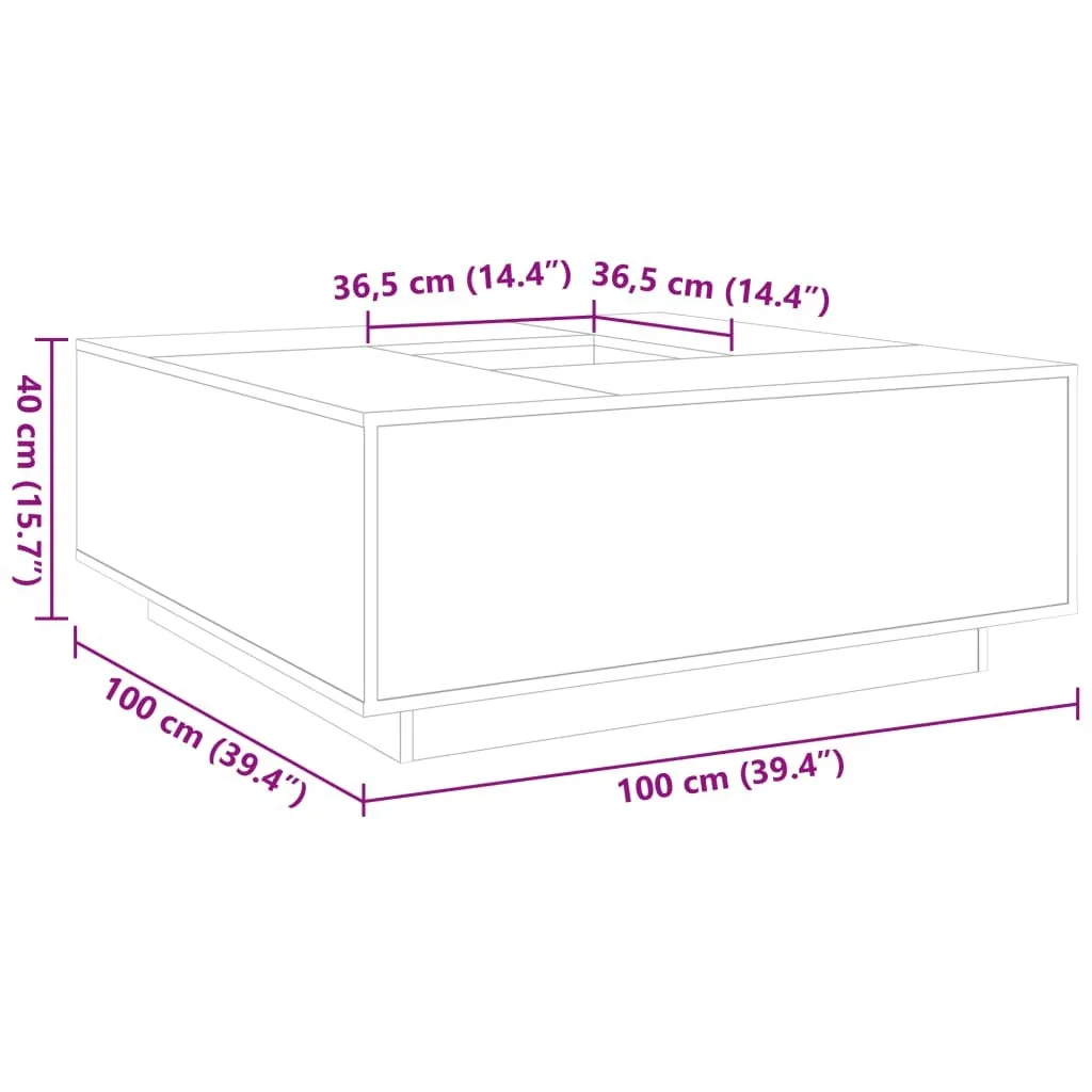 vidaXL Coffee Table Smoked Oak 100x100x40 cm Engineered Wood