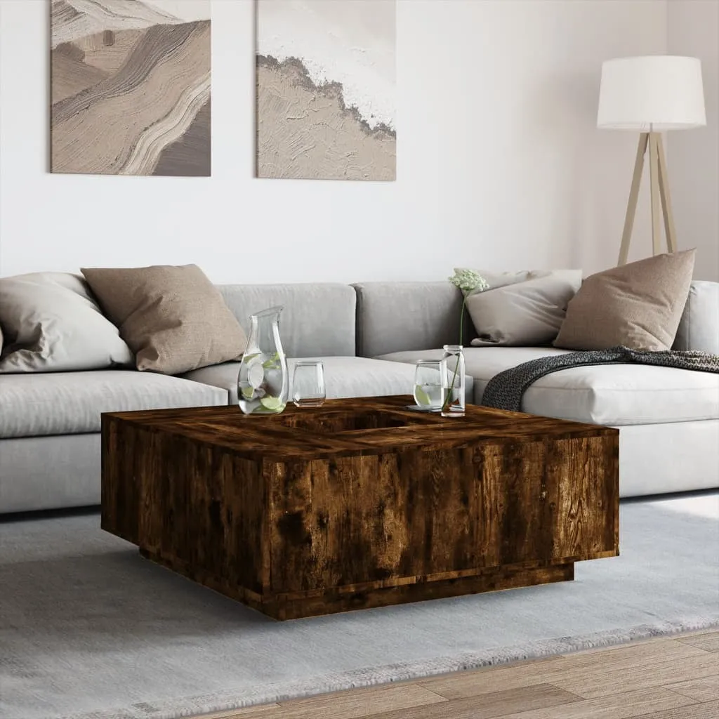 vidaXL Coffee Table Smoked Oak 100x100x40 cm Engineered Wood