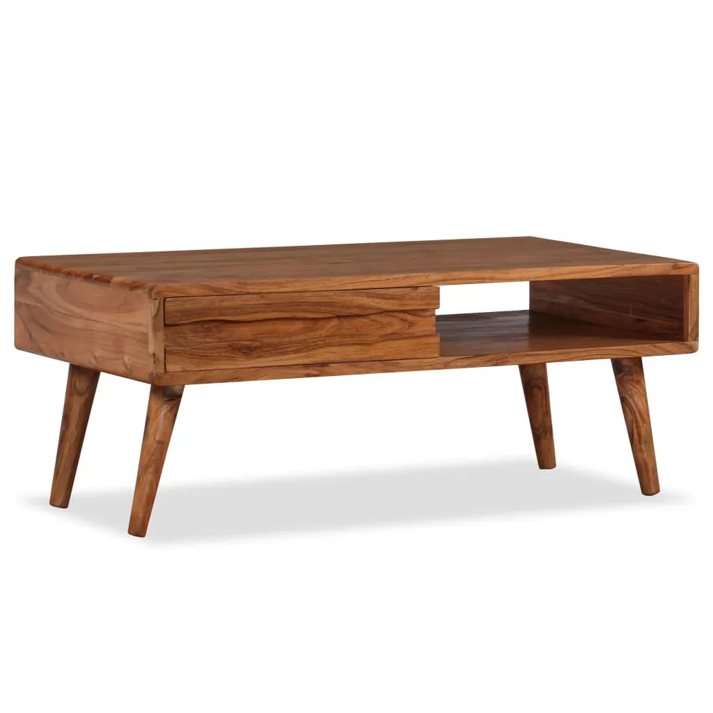 vidaXL Coffee Table Solid Wood with Carved Drawer 100x50x40 cm