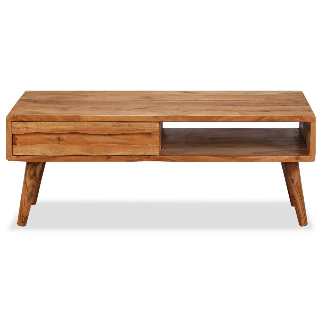 vidaXL Coffee Table Solid Wood with Carved Drawer 100x50x40 cm