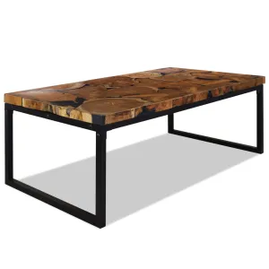 vidaXL Coffee Table Teak Resin 110x60x40 cm Black and Brown