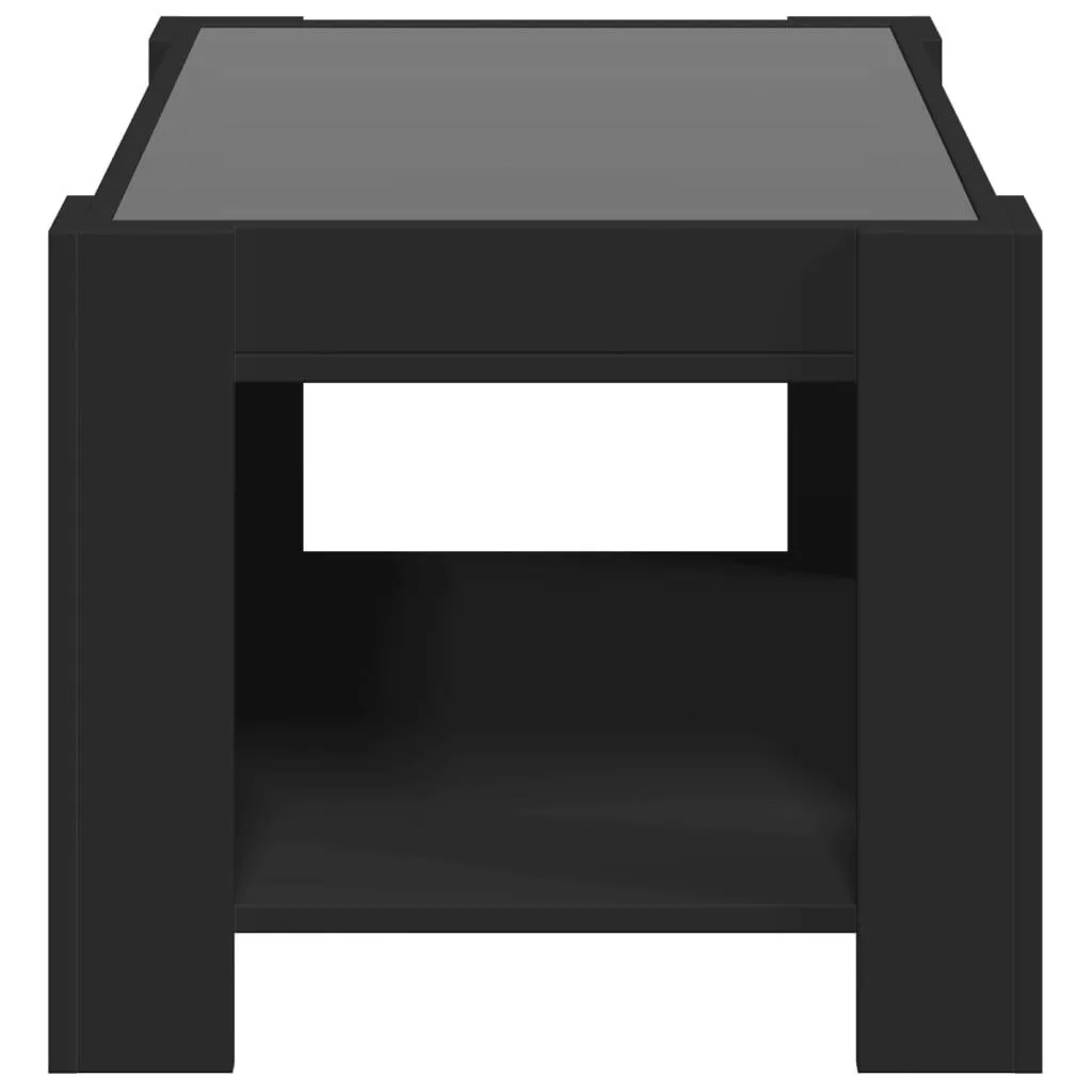 vidaXL Coffee Table with LED Black 73x53x45 cm Engineered Wood